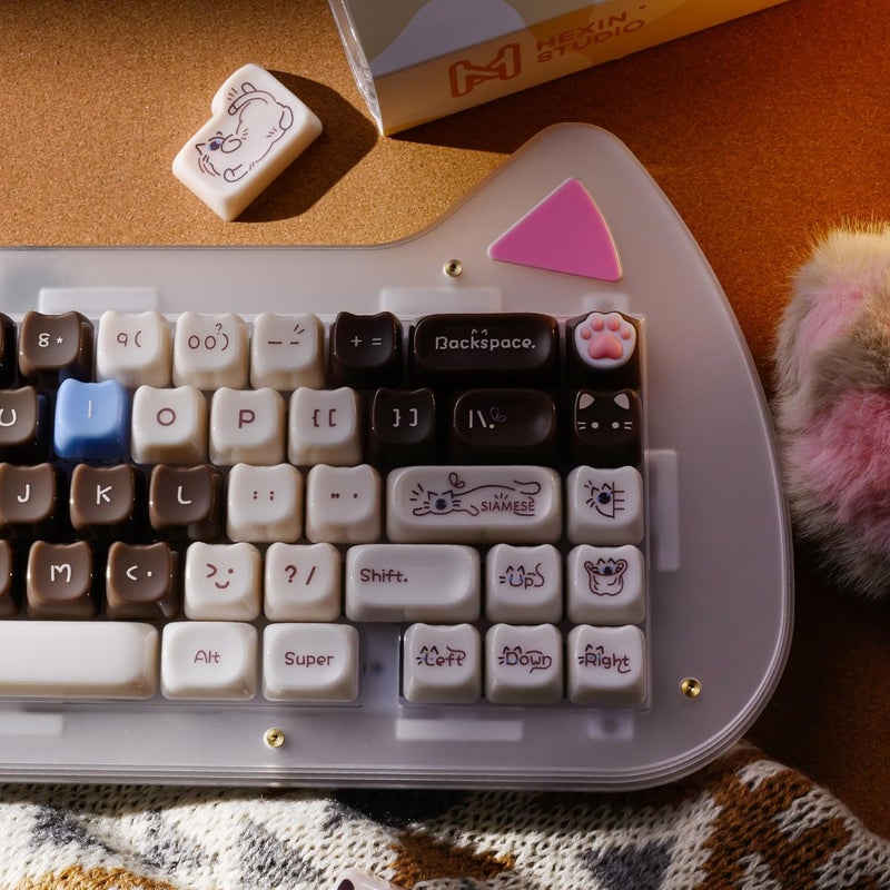 HITIME x XVX Jelly Keycaps - Cute Jade Keycaps, Siamese Cat Ceramic Keycap 60 65 75 100 Percent, Mao Profile, Custom Keycap 148 Keys Set for 100%, 75%, 65%, 60% Mechanical Keyboard - Image 4